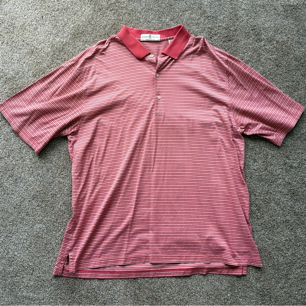 Fairway & Greene Red and White Striped Golf Polo Shirt Men’s Size XL